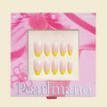 Soleil Poppy yellow polka dot French tip short almond press-on nails