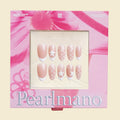 Cream Nova pink pearl star French tip short oval press-on nails
