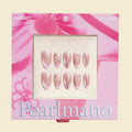 Celeste pink crystal star French tip short almond press-on nails