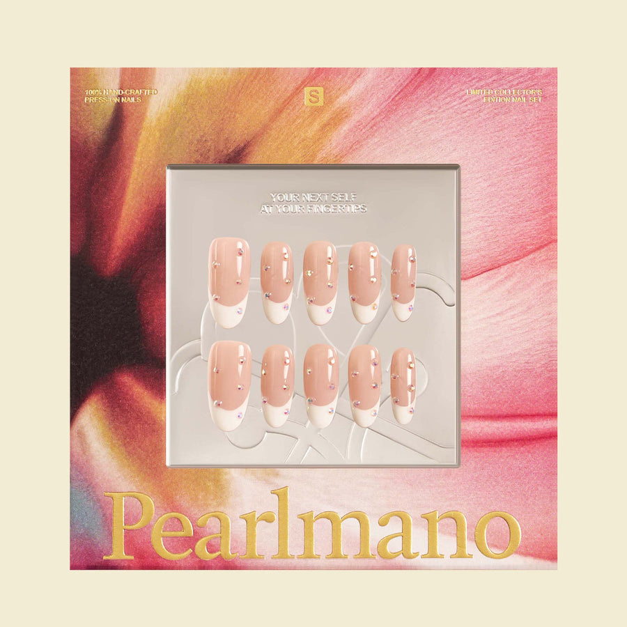 Bijou white crystal oval press-on nails