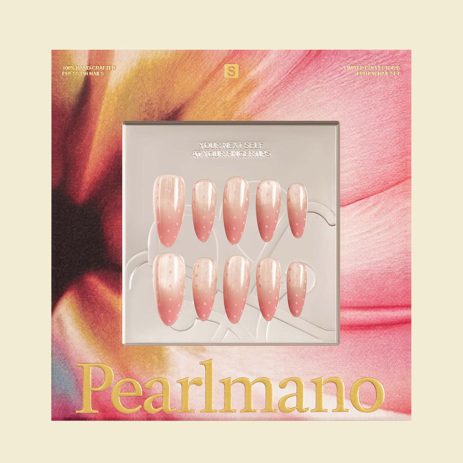Cleo pink cat-eye polka dot almond press-on nails