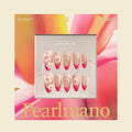 Sakura pink 3D floral pearl French tip almond press-on nails