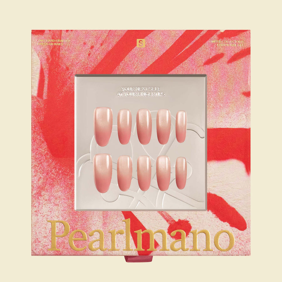 Blush pink cat-eye ombré oval press-on nails