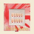 Heart red and white pearl French tip oval press-on nails