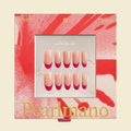 Flush red French tip oval press-on nails