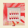 Barre red French tip oval press-on nails