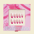 Vintage Nova pink crystal star French tip short almond press-on nails